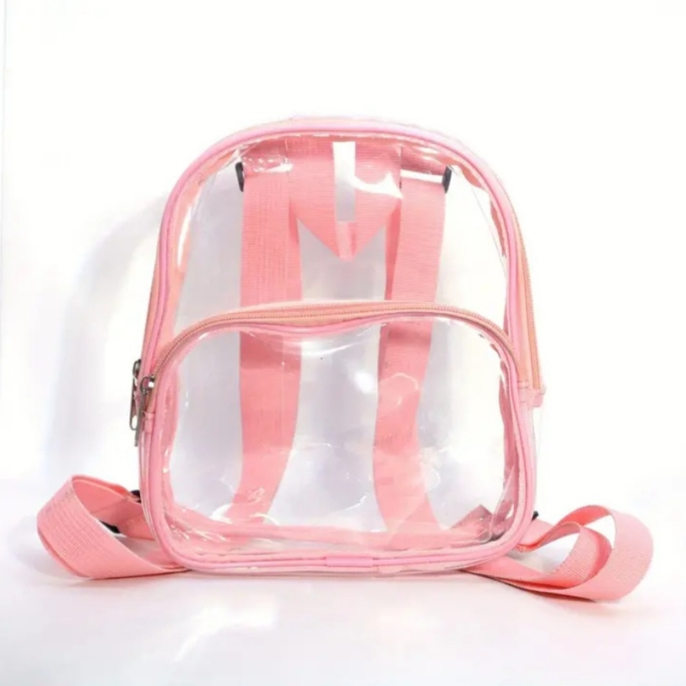 Transparent Pink Mini Travel Backpack